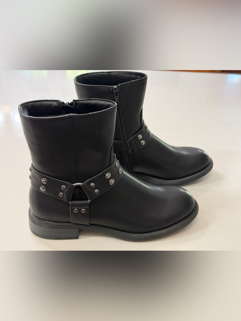 Frye & Co. Conley Black Studded Harness Moto Ankle Boots Size 8M NWT